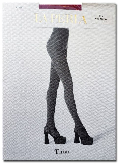 NOWE LA PERLA Tartan kratka rajstopy L NOWE LA PERLA Tartan kratka rajstopy L
