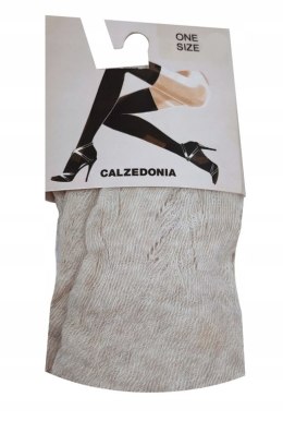 NOWE CALZEDONIA zakolanówki beż ażur one size