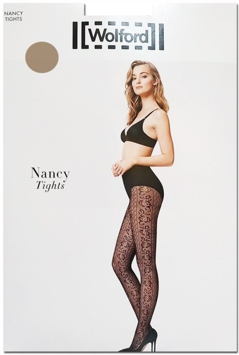 NOWE WOLFORD Nancy beżowe rajstopy ażur M 42/44