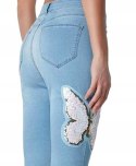 NOWE CALZEDONIA spodnie motylek cekiny denim S NOWE CALZEDONIA spodnie motylek cekiny denim S