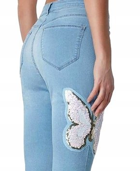 NOWE CALZEDONIA spodnie motylek cekiny denim S NOWE CALZEDONIA spodnie motylek cekiny denim S