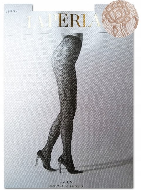 NOWE LA PERLA Lacy ażurowe rajstopy wzory beż XS NOWE LA PERLA Lacy ażurowe rajstopy wzory beż XS
