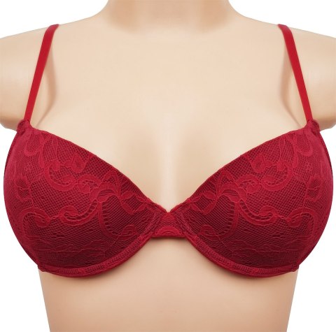 NOWY TEZENIS czerwony koronkowy biustonosz 70B