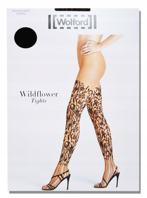 NOWE WOLFORD wildflower czarne rajstopy XS 34/36