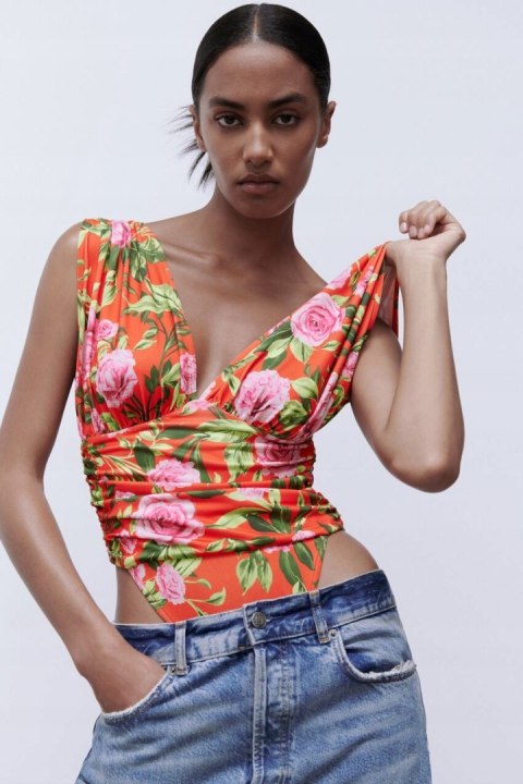NOWE ZARA body kwiatowe bodysuit S NOWE ZARA body kwiatowe bodysuit S