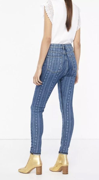 NOWE SANDRO Star Print Skinny jeansy 26 NOWE SANDRO Star Print Skinny jeansy 26
