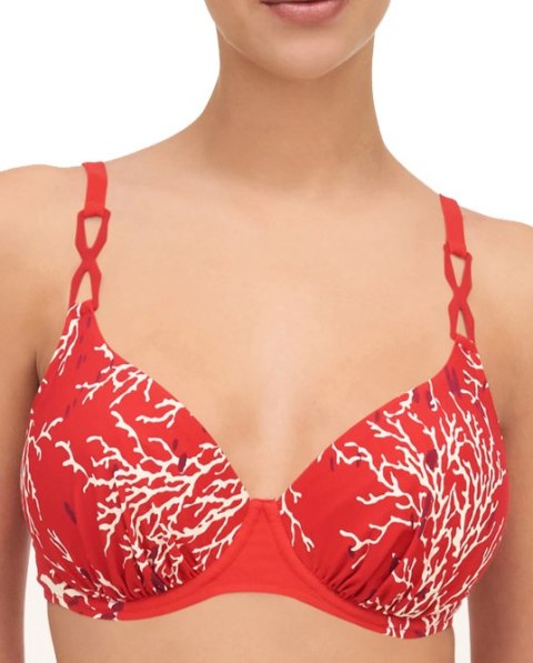 NOWY Chantelle czerwony wzór Góra Bikini 75D