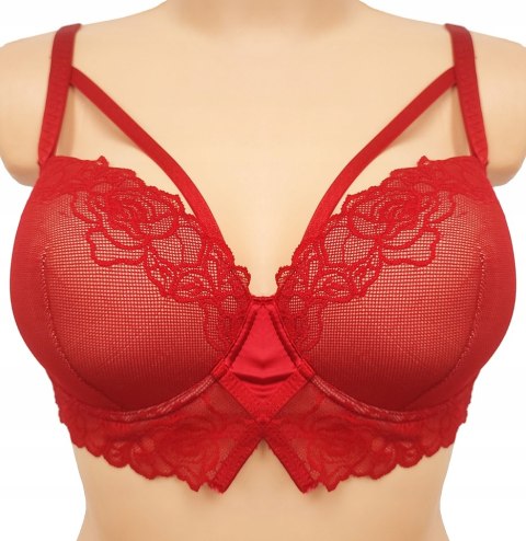 NOWY TEZENIS czerwony koronkowy biustonosz 90B