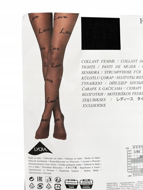 Rajstopy Calzedonia wzór napisy love czarne s/M Nowe Rajstopy Calzedonia wzór napisy love czarne s/M Nowe