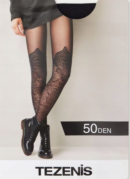 Rajstopy TEZENIS rajstopy calzedonia wzory czarne S/M Rajstopy TEZENIS rajstopy calzedonia wzory czarne S/M